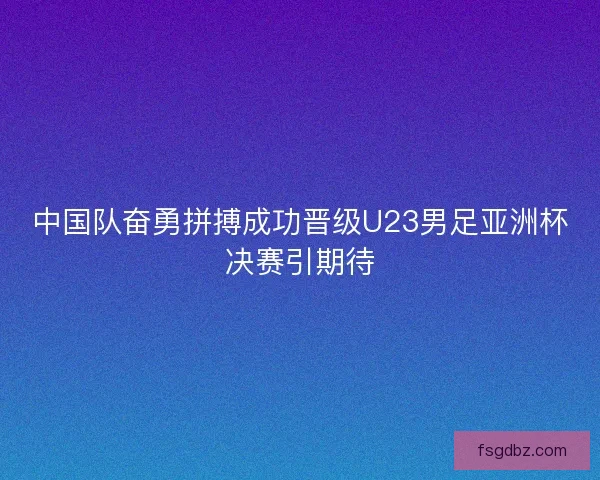 中国队奋勇拼搏成功晋级U23男足亚洲杯决赛引期待
